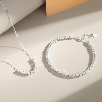 China Trendy Hot sale 925 sterling silver broken silver necklace girl birthday gift silver beaded bracelet for woman for sale