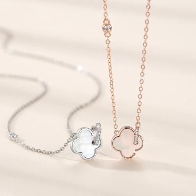 China Trendy Custom classic four-leaf clover necklace women's high-end collarbone chain pendant S925 sterling silver necklace gift for sale