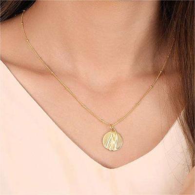 China Nickel-Free Lead-Free Elegant Minimalist 925 Sterling Silver gold plating irregular shape coin necklace for women and girls for sale