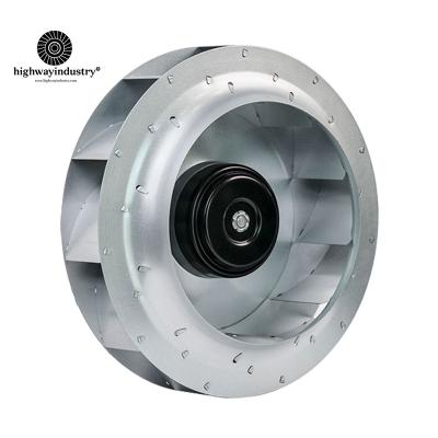 China 0~10VDC/PWM 280*82mm Road Galvanized Metal Curve Rear Impeller EC Centrifugal Fan for sale