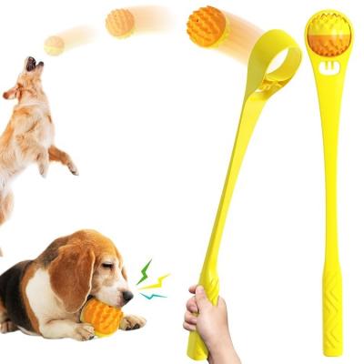 China Durable High Quality Viable ABS+TPR Material Interactive Toy Dog Ball With Sound Squeaky Tennis Dog Chew Toy Balls for sale