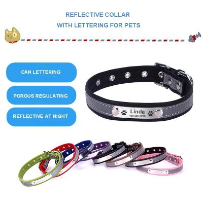 China Sustainable Manufacturer PU Material Reflective Lettering Collar, Reflective Collar for Cat, Reflective Dog Collar for sale