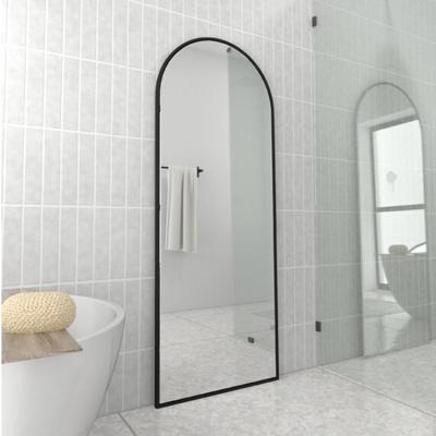 China Modern Metal Floor Large Frame Aluminum Alloy Living Room Floor Standing Wall Mounted Arch Mirrors for sale