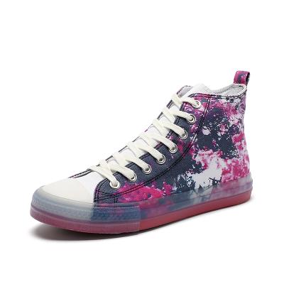 China Fashion Trend Sweetlight Graffiti High Top Vulcanized Canvas Shoes Men Fashionable Hand Painted Sneakers High Tops For Youth Shoes Drop Shipping for sale