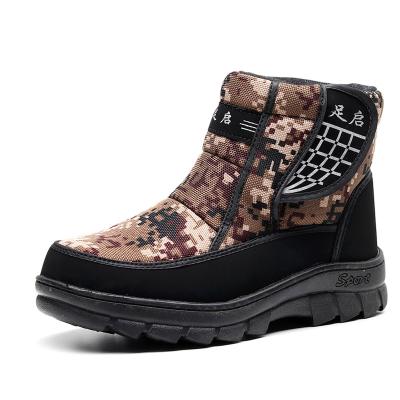 China Wholesale Fashion Trend Men Waterproof Winter Shoes With Platform Camouflage Printed Men Snow Boots for sale