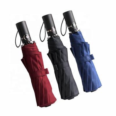 China Folding 10 Ribs Three Folds Windproof Automatic Men's Business Gift Folding Automatic Umbrella Customized Logo Advertising Umbrella for sale