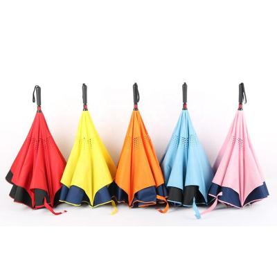 China Feature Printing Reverse Umbrella Custom Multifunctional Folding Long-handle Non-automatic Inverted Car Inverted Umbrella for sale