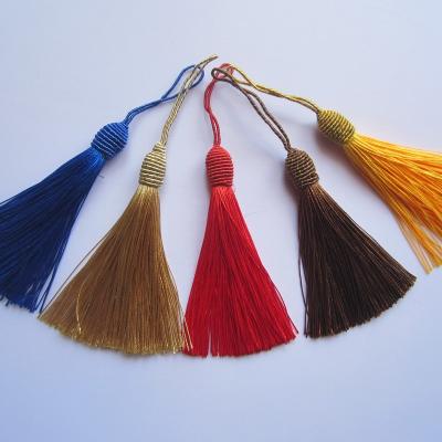 China Free sample mobile phone many colors 9 cm large silk tassels for jewelry, 100% silk rayon fringe tassel decoration for sale