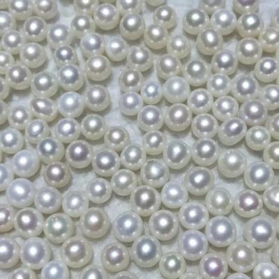 China For Jewelry Making Wholesales DIY PEARLS, 5 mm High Quality White Round Pearl Nature Loose Freshwater Pearl AAA, Half or No Hole for sale