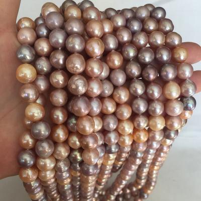 China Jewelry making 16 INCH keshi -9-11 mm near nature round baroque freshwater pearl loose bead in strand for sale