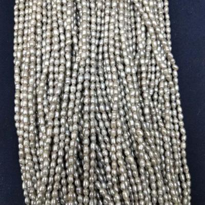 China For jewelry making 38cm, wholesale 2-3mm gray rice pearl freshwater loose pearl in strand, good quality for sale