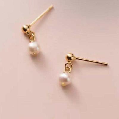 China BOHEMIA Design Natural Round Pearl Earring 925 Sterling Silver Freshwater Freshwater Pearl Earring Latest, 6mm Round Pearl for sale