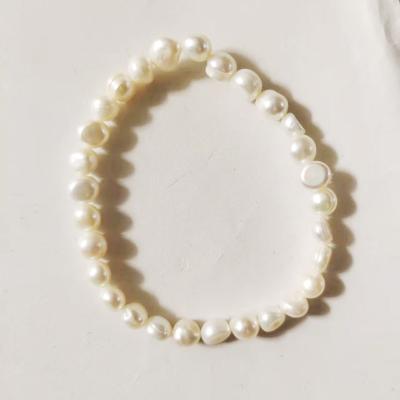 China Good vintage fashion black pearl bracelet 100% AA+ freshwater pearl, 6.3-7.3 mm baroque shape, available in white, pink, black pearl for sale