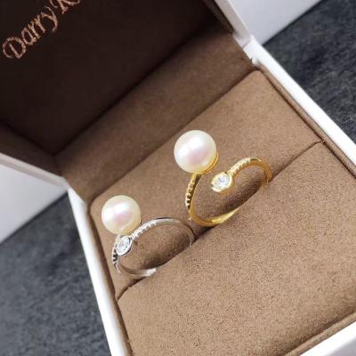 China Silver Perfect Round Freshwater Pearl Ring Women Silver Rings for sale