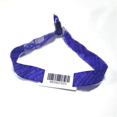 China Waterproof Rfid Event Qr Coded Stretch Fabric Cheap Rfid Woven Wristband for sale