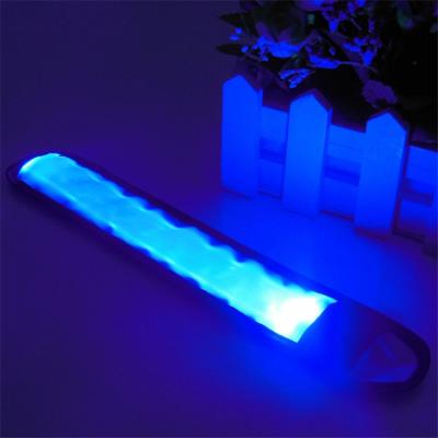 China Luminous led slap strip flashing lights ribbon+led double flat fiber optic wristband led wristband for sale