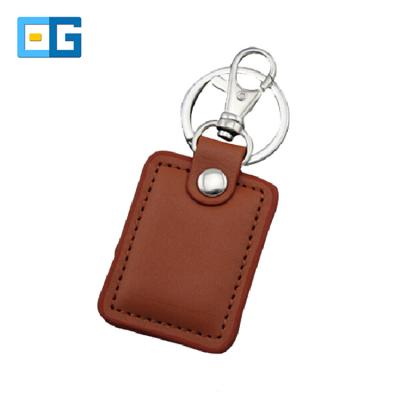 China Access Control Good Quality Rfid 13.56Mhz Proximity Embossed Leather Key Chain for sale