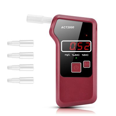 China High Accuracy Fashion Alcotester Breath Alcohol Tester LED Fuel Cell Breathalyzer ACT2000 With 5 Mouthpieces 165*100*60mm for sale