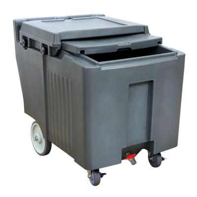 China Storge Ice Wholesale Hotel Ice Storage Plastic Mobile Iusulated Bins With Wheels Ice Trolley for sale