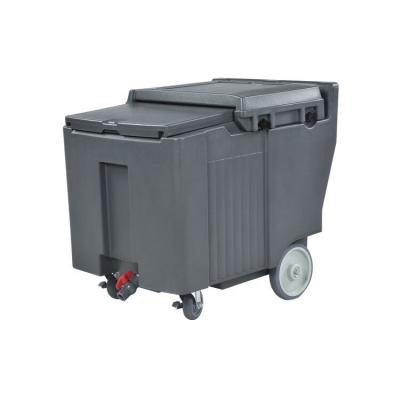 China 110L Hotel Restaurant Rugged Plastic Ice Cube Storage Cart Insulated Ice Cart With Wheels for sale