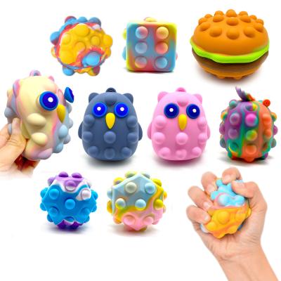 China Timi 2022 Children's Toy Popet Stress Relief 3D Dies Noise Iteresting Sensory Ball Silicone Wholesale Restless Stress Ball for sale