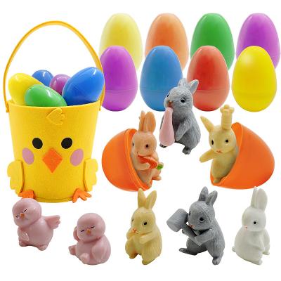 China Chridren Toys Kids Easter Toy Basket Pack, TIMI 2022 Mini Bunny and Vehicle Animal Toys Stuffed Easter Eggs in Easter Bucket for Kids for sale