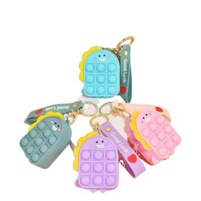 China Dino Coin Bag 2022, Cute Silicone Bubble Popper Changer Dino Figdet Bag Timi Children's Purse For Kids for sale