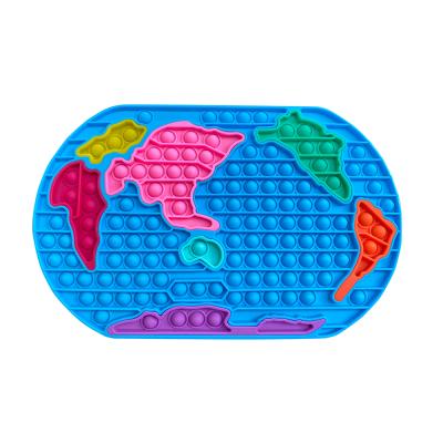 China Chridren Toys New Push Toys 2021 Kids Toys Pop Bubble Educational Toy Fidget World Map Jigsaw Puzzle Popet For Children for sale