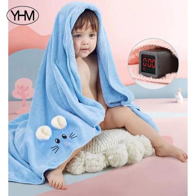 China Microfiber QUICK DRY High-end Exquisite Coral Velvet Baby Gift Soft Absorbent Hooded Towel Baby Bath Towel for sale