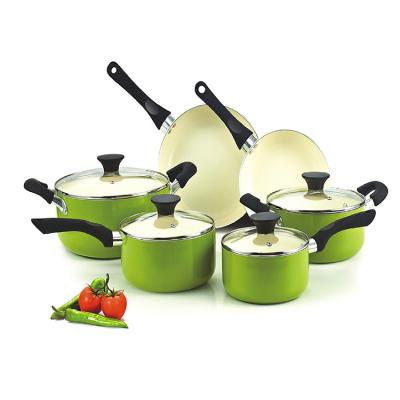 China Sustainable Aluminum Alloy Cookware Ceramic Coating 10-Piece Home Nonstick Cookware Sets for sale