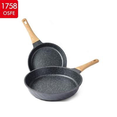 China Sustainable Home And Kitchen Effect Nonstick Marble Coat Aluminum Cookware Set With Tempered Glass Lid for sale