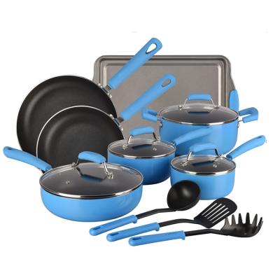 China Logo Kitchen Aluminum Casserole Stick Cookware Set Viable Hot Sale Customized 14Pcs Non for sale