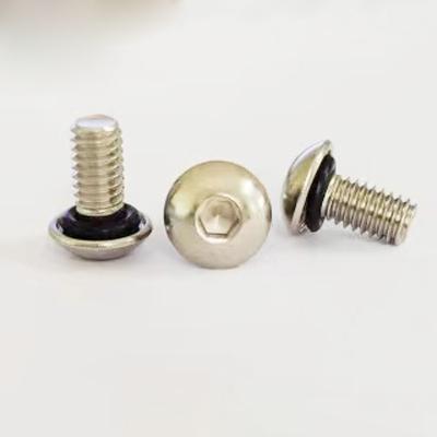 China Customized M3 M4 6-32 Stainless Steel Pan Nylon Patch Head Waterproof Dustproof O-Ring Sealing Round Head Screws for sale