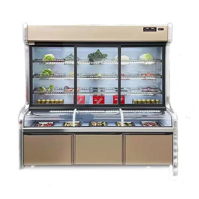 China Single-temperature Multi Deck Upright Open Front Fruit Vegetable Display Refrigerator for Supermarket and Deli for sale