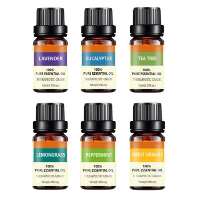 China Moisturizer Private Label 6pcs Essential Oil Set Lavender Tea Tree Oil Body Massage Aromatherapy 100% Pure Organic Essential Oil Sellers for sale