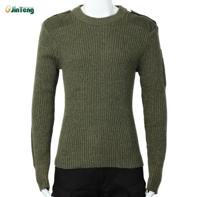 China China Army Green Comfortable Cheap Military Sweaters Pullover With Elbow Pad And Shoulder Epaulet Military Sweater for sale