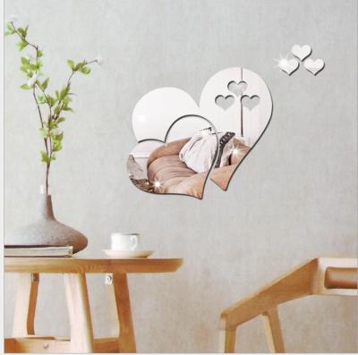 China 3D Wall Mirror Sticker Heart Shape Mirrors Stickers Living Room Creative Home Decorative Acrylic Parede Espejos Mural Parede Eco-Friendly Waterproof Background Waterproof for sale