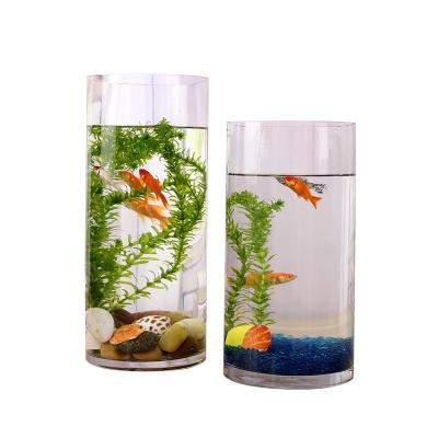 China Mini Fish Bowls Flower Cylindrical Tank Aquarium Pet Akvaryum Tube Vase Home Office Decor Acrylic Aquatic Perspex Viable Supplies for sale