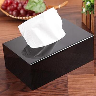 China Minimalist 1set Acrylic Tissue Box Black Grade Decor Rectangle Napkin Holder Car Tissue Box Lid Home Caja de servilletero for sale