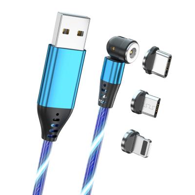 China Wholesale Led Mobile Phone Nylon Braided 180 Degree Rotated USB Cable For Micro Type C 2A Iphone Fast Charging Cable for sale