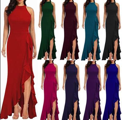 China Women's Anti-Static Strapless Simple Design Cowl Neck Long Dress Ladies Elegant Casual Equalizing Dresses Made in China for sale