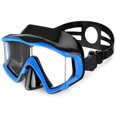 China Light Weight Three Window High Strength Tempered Glass Mask Adult Waterproof Snorkeling Diving Accessories for sale