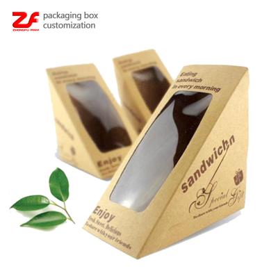 China Recycled Materials Low Price Direct Sales Cardboard Triangle Wrap Sandwich Wrapping Box For Food Packaging for sale