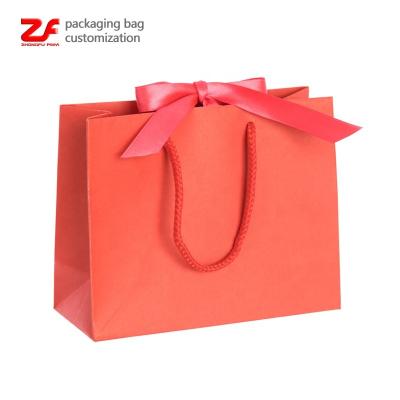 China Recyclable Customized Promotional Colorful Gift Paper Bag Paper Gift Bags With Ribbon Handles Shopping Bags Custom Logo Printed for sale