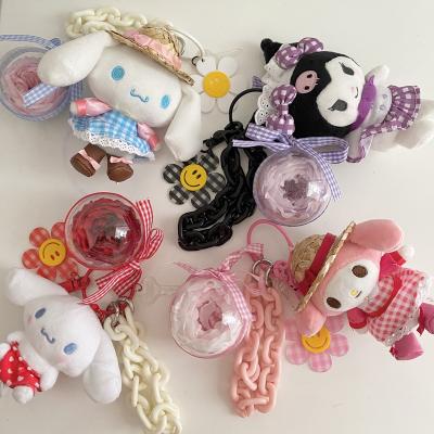 China Preserved Beautiful Durable Exquisite Plush Doll Decorative Pendant Key Chains Dry Flower Key Chain Custom for sale