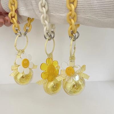 China New Style Plastic Material Preserved Durable Sunflower Shaped Accessories Eternal Flower Key Chain For Friend for sale