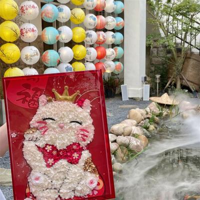 China Real Durable Hot Sale Flower Photo Frame Preserved Wood Preserved Fresh Hydrangea Photo Frame for sale