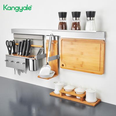 China Wall Mounted Kangyale Aluminum Alloy Wall Mounted Kitchen Viable Multifunctional Rack Soup Spoon Chopper Storage Rack for sale