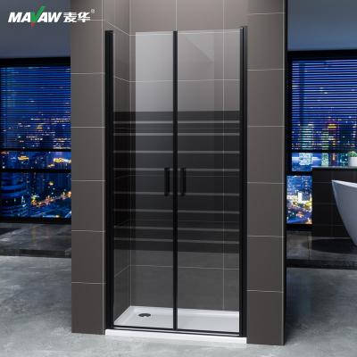 China Modern Matt Black 2 Panel Pivot Walk In Shower Screen Folding Door for sale