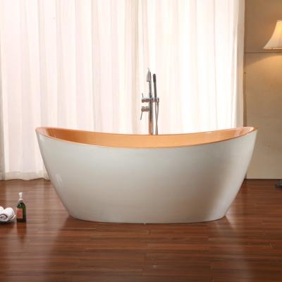 China 59 63 67 Inch Freestanding Boat Shape Luxury Royal Golden Bathtub for sale